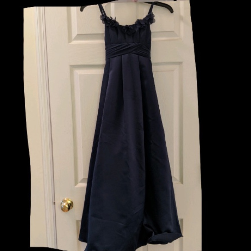 Long Navy Blue Childrens Formal Dress